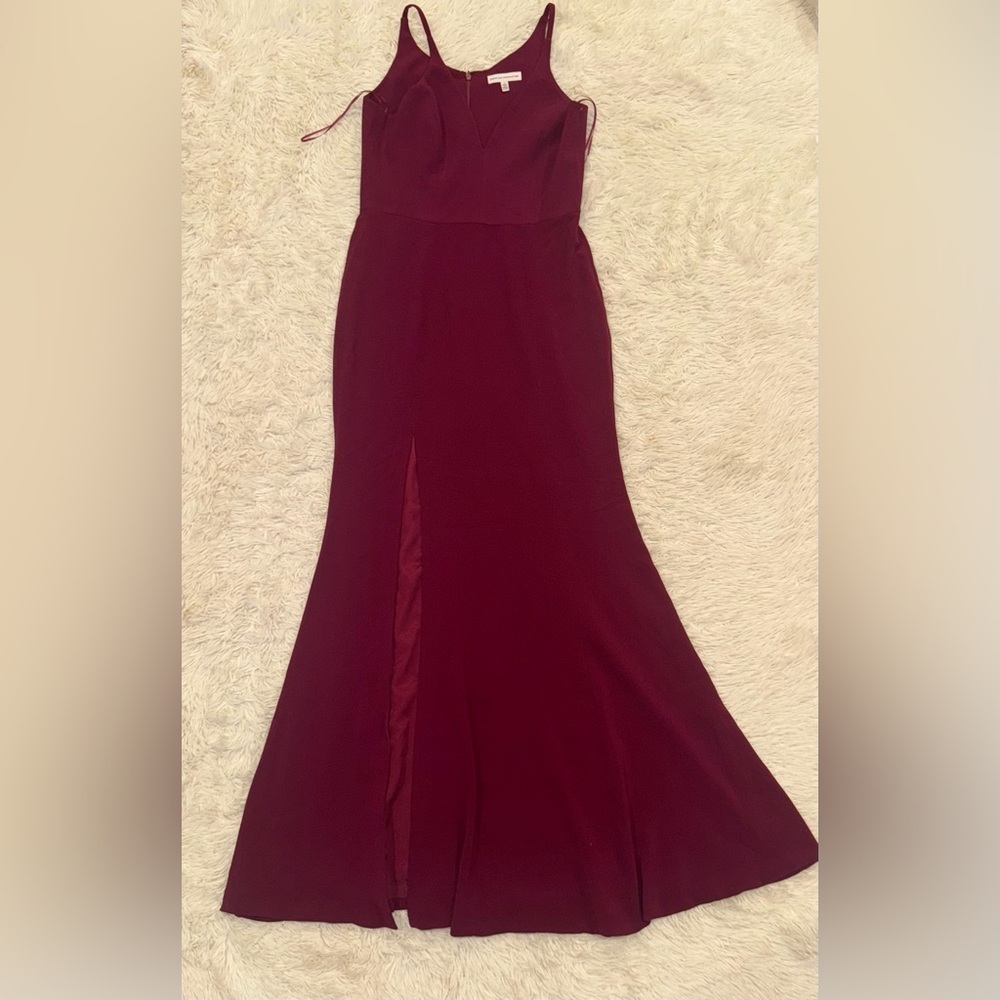 NWOT Dress the Population Dark Magenta Iris Dress slit gown sz L - Picture 4 of 7